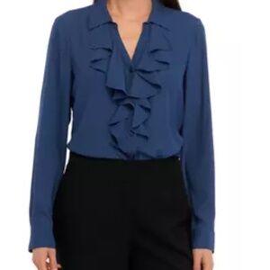 Calvin Klein Georgette Ruffle Blouse size L